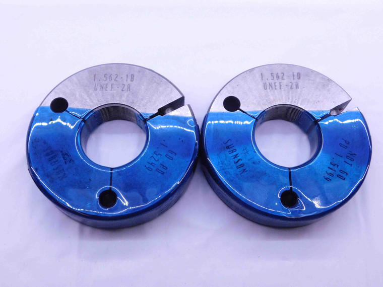 1 9/16 18 UNEF 2A THREAD RING GAGES 1.5625 GO NO GO P.D.'S = 1.5249 & 1.5199 - DW42243OB6