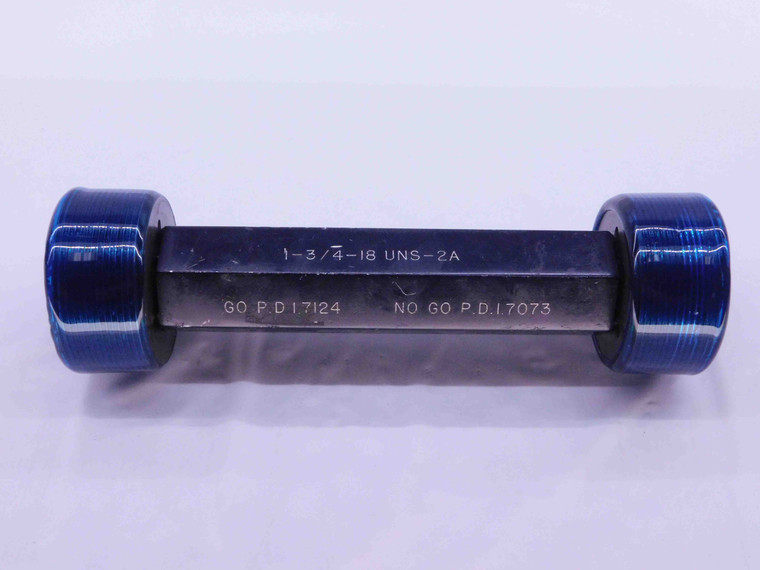 1 3/4 18 UNS 2A SET THREAD PLUG GAGE 1.75 GO NO GO P.D.'S = 1.7124 & 1.7073 - DW42247OB6