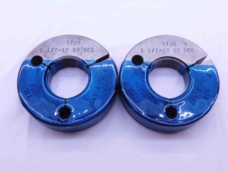 1 1/2 10 60 DEG SPECIAL THREAD RING GAGES 1.5 GO NO GO P.D.'S = 1.4530 & 1.4490 - DW42253DH5