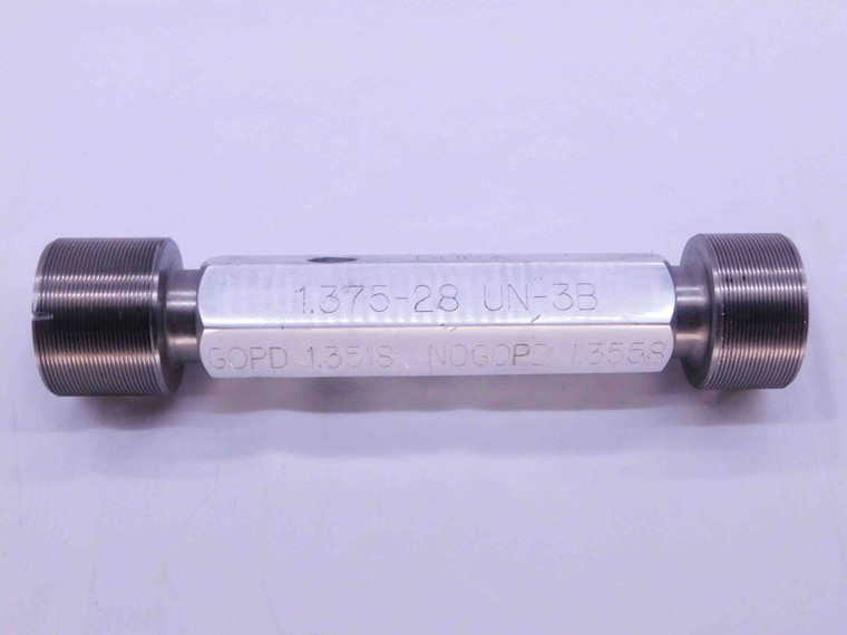 1 3/8 28 UN 3B THREAD PLUG GAGE 1.375 1.3750 GO NO GO P.D.'S = 1.3518 & 1.3558 - DW42311CD5