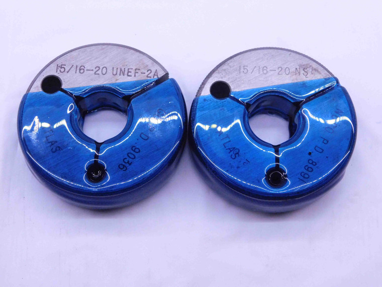 15/16 20 UNEF 2A THREAD RING GAGES .9375 GO NO GO P.D.'S = .9036 & .8991 CHECK - DW42322LVR