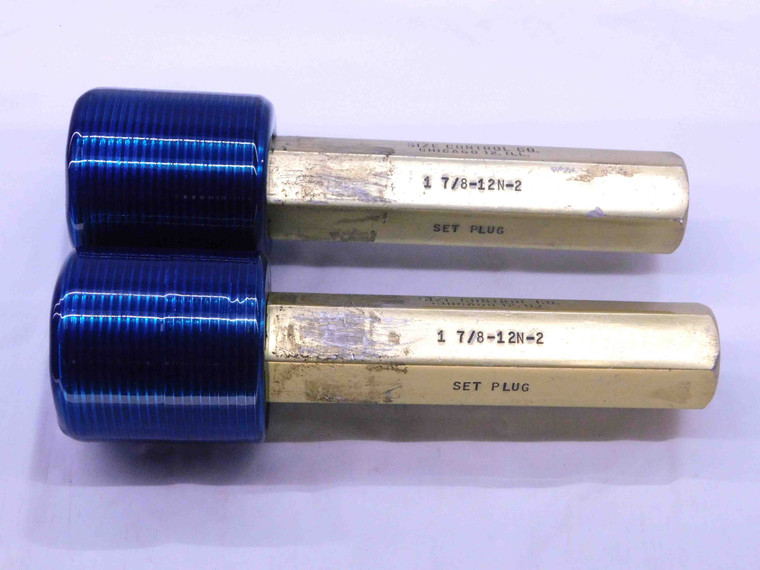 1 7/8 12 N 2 SET THREAD PLUG GAGE 1.875 1.8750 GO NO GO P.D.'S = 1.8209 & 1.8143 - DW42323LVR
