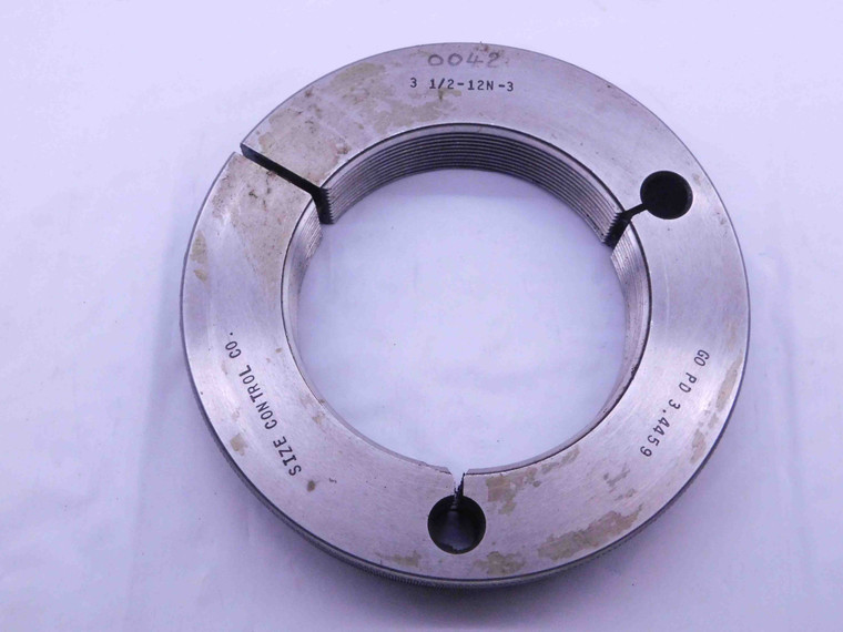 3 1/2 12 N 3 THREAD RING GAGE 3.5 3.50 3.500 GO ONLY P.D. = 3.4459 UN-3 3A CHECK - DW42372AC6