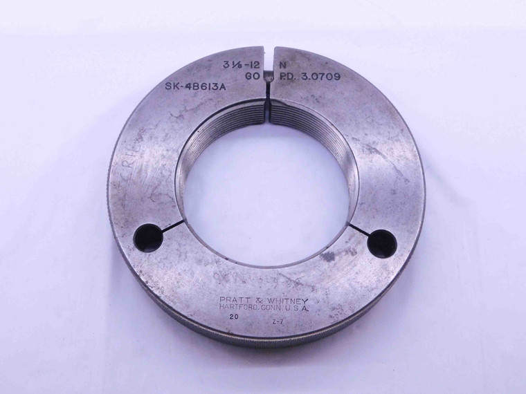 3 1/8 12 N THREAD RING GAGE 3.125 3.1250 GO ONLY P.D. = 3.0709 UN 3A INSPECTION - DW42374AC6
