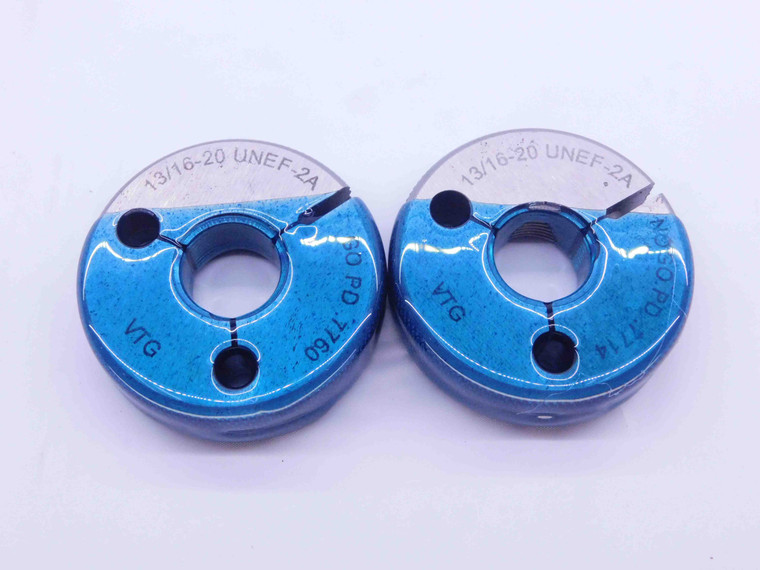 13/16 20 UNEF 2A BEFORE PLATE VTG THREAD RING GAGES .8125 GO NO GO = .7760 .7714 - DW42415LVR