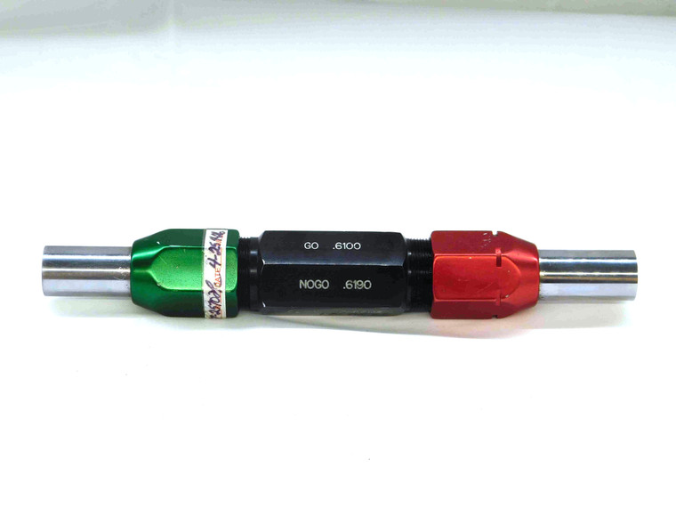 .6100 & .6190 CL XX PIN PLUG GAGE GO NO GO .6094  39/64 15.723 .610 .619 CHROME - TD0062BT6
