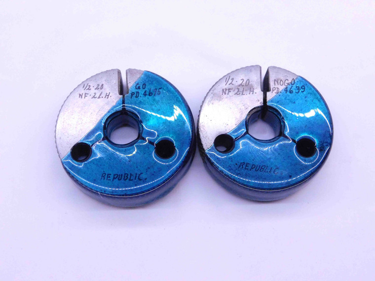 1/2 20 NS 2 LEFT HAND THREAD RING GAGES .5 GO NO GO P.D.'S = .4675 & .4639 L.H. - DW42504LVR