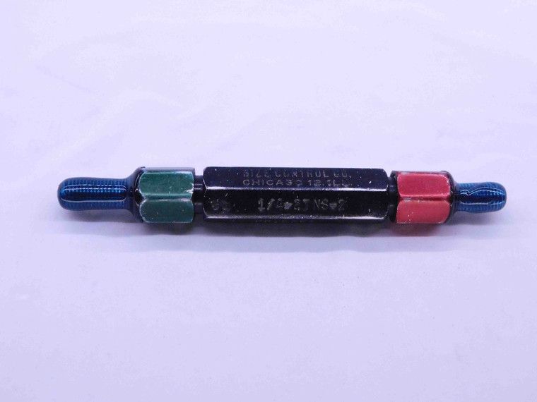 1/4 27 NS 2 THREAD PLUG GAGE .25 .250 .2500 GO NO GO P.D.'S = .2259 & .2292 - DW42528OB6
