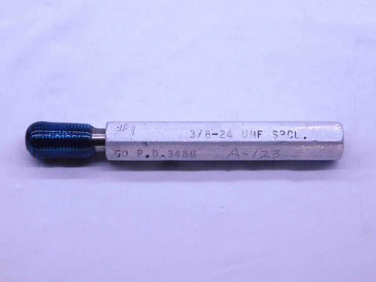 3/8 24 UNF SPECIAL THREAD PLUG GAGE .375 .3750 GO ONLY P.D. = .3488 2B OR 3B - DW42542OB6