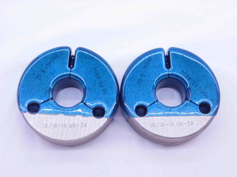 15/16 16 UN 2A THREAD RING GAGES .9375 GO NO GO P.D.'S = .8954 & .8904 CHECK - DW42561OB6