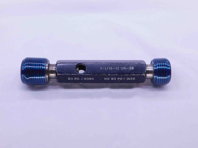 1 1/16 12 UN 3B THREAD PLUG GAGE 1.0625 GO NO GO P.D.'S = 1.0084 & 1.0139 CHECK - DW42595LVR