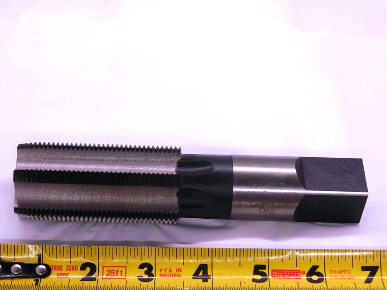 NEW DETROIT 1 1/2 12 UNF HSS PLUG TAP 6 STRAIGHT FLUTE 1.5 1-1/2-12 NF USA - JJ3333AX4