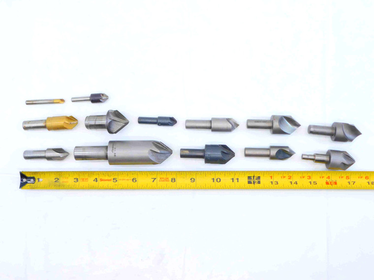 13pc LOT OF 82 AND 41 DEGREE HSS COUNTERSINKS SIZES INCLIDE 1", 3/4, 1/2, 1/4 - JG5800CH5