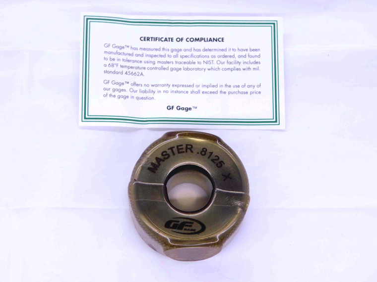 .8125 CLASS X MASTER PLAIN BORE RING GAGE ONSIZE 13/16 20.638 mm SETTING CHECK - JJ3358GFG