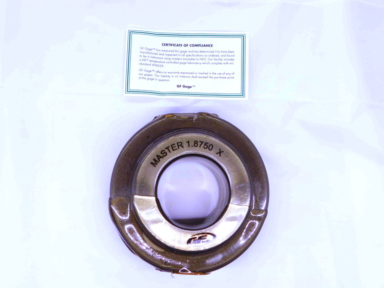 1.8750 CLASS X MASTER PLAIN BORE RING GAGE ONSIZE 1 7/8 47.625 mm 1.875 SETTING - JJ3375GFG