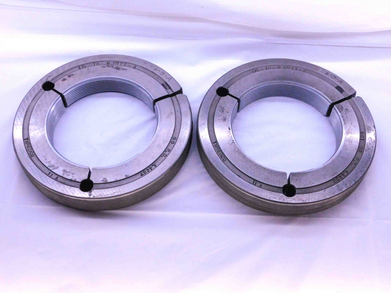 4 1/2 10 N BUTT 2 BUTTRESS THREAD RING GAGES 4.5 GO NO GO PD'S = 4.4487 & 4.4400 - DW42667BY6