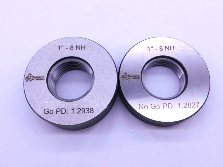 NEW 1" 8 NH SOLID PIPE THREAD RING GAGE 1.0 GO NO GO = 1.2938 & 1.2827 NAT HOSE - DW42720MSAF