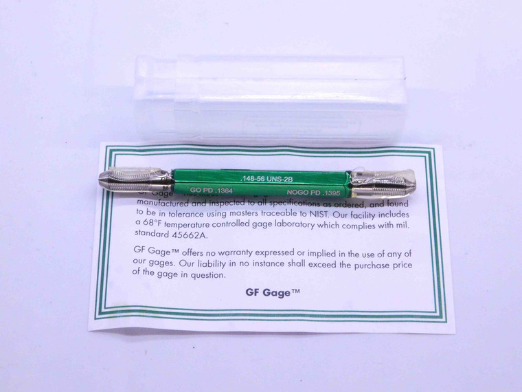 NEW .148 56 UNS 2B THREAD PLUG GAGE .1480 GO NO GO P.D.'S = .1364 & .1395 CHECK - DW42725GFG