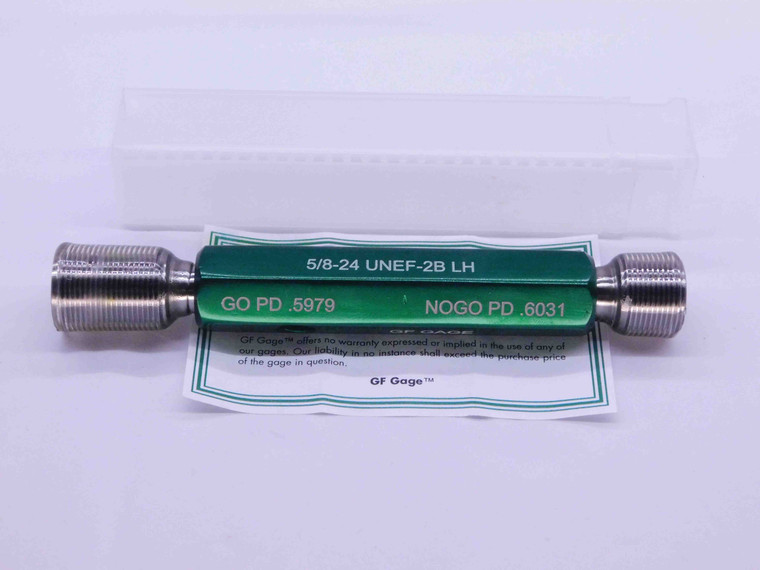 NEW 5/8 24 UNEF 2B LEFT HAND THREAD PLUG GAGE .625 GO NO GO PD'S = .5979 & .6031 - DW42726GFG