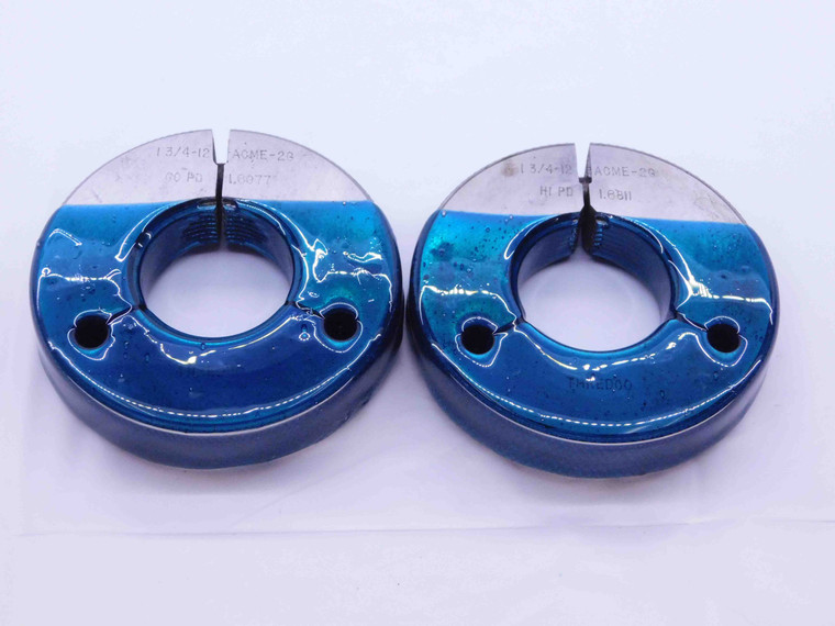 1 3/4 12 ACME 2G THREAD RING GAGES 1.75 1.750 GO NO GO P.D.'S = 1.6977 & 1.6811 - DW42757CB6