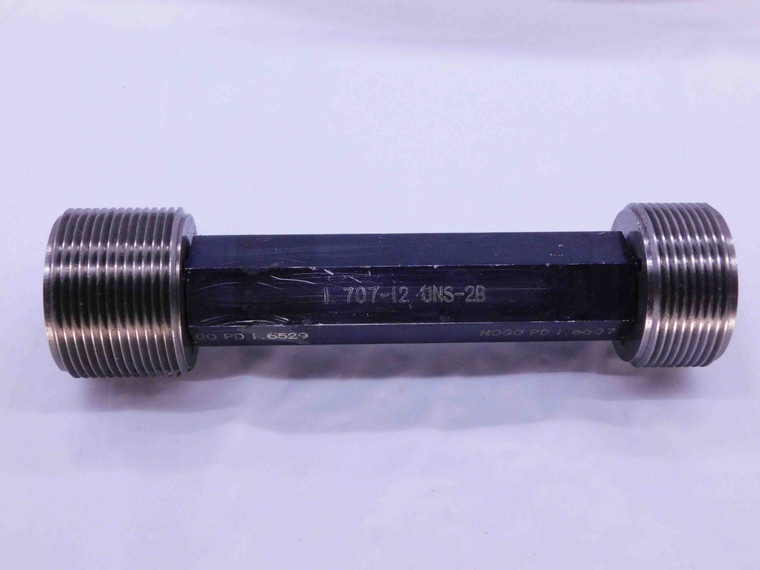 1.707 12 UNS 2B THREAD PLUG GAGE 1.7070 GO NO GO P.D.'S = 1.6529 & 1.6607 CHECK - DW42808BR6