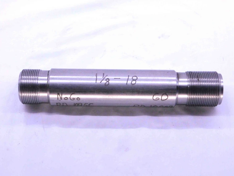 SHOP MADE 1 1/8 18 THREAD PLUG GAGE 1.125 GO NO GO P.D.'S = 1.0889 & 1.0956 - DW42888CJ5