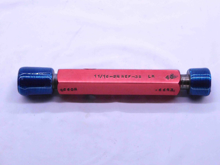 11/16 24 NEF 3B LEFT HAND THREAD PLUG GAGE .6875 GO NO GO = .6604 & .6643 UNEF - DW42896CJ5