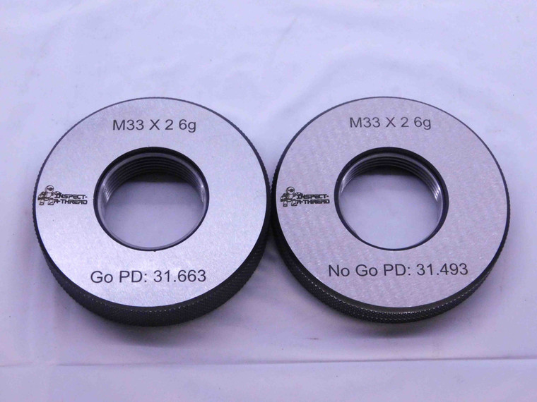 NEW M33 X 2 6g SOLID THREAD RING GAGES 33 2.0 GO NO GO P.D.'S = 31.663 & 31.493 - DW1547MSAF