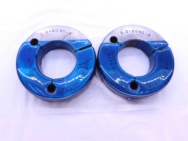 2" 20 NS 2 THREAD RING GAGES 2.0 2.00 2.000 GO NO GO P.D.'S = 1.9675 & 1.9616 - DW42907SLW