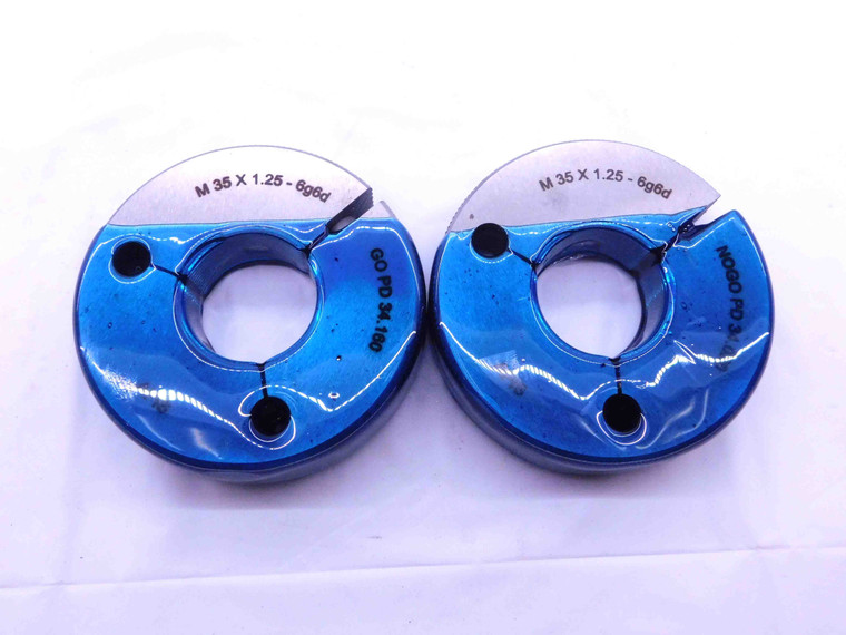 M35 X 1.25 6g METRIC THREAD RING GAGES 35 GO NO GO P.D.'S = 34.160 & 34.020 - DW42908SLW