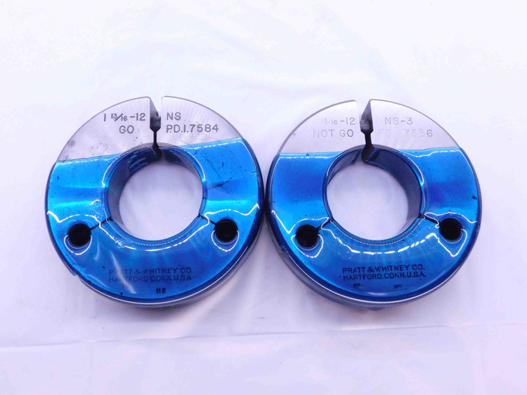1 13/16 12 NS 3 THREAD RING GAGES 1.8125 GO NO GO P.D.'S = 1.7584 & 1.7536 CHECK - DW42909SLW