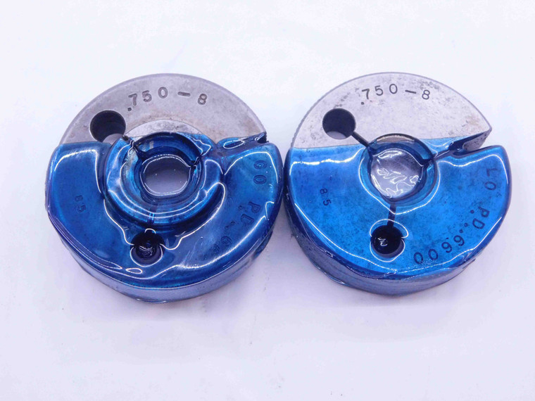 3/4 8 THREAD RING GAGES .75 .750 .7500 GO NO GO P.D.'S = .6688 & .6600 CHECK - DW42965AE6