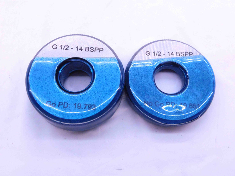 G1/2 14 BSPP PIPE SOLID THREAD RING GAGE .5 .50 GO NO GO PD'S = 19.793 & 19.651 - DW42973SLW