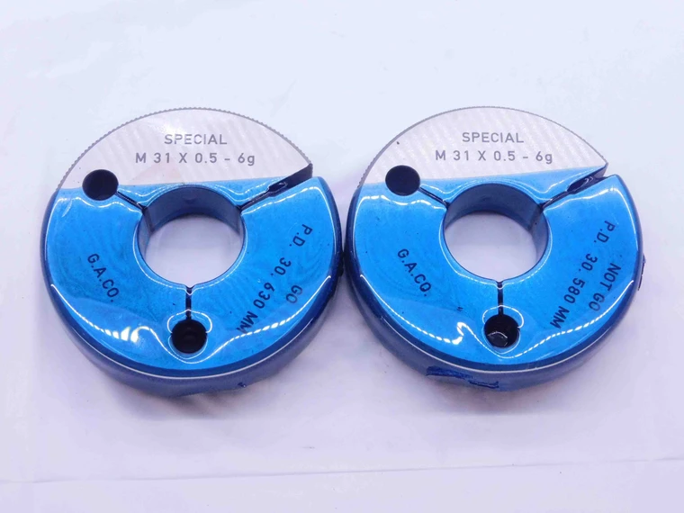 M31 X .5 6g SPECIAL THREAD RING GAGES 31 0.5 GO NO GO P.D.'S = 30.630 & 30.580 - DW42989BW6