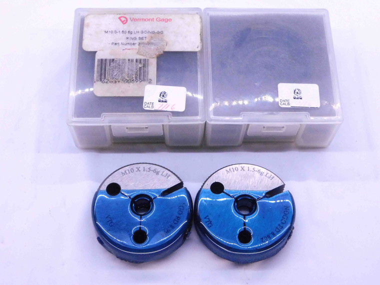 M10 X 1.5 6g LEFT HAND VERMONT THREAD RING GAGES 10 GO NO GO PDS= 8.994 & 8.862 - DW42998BW6
