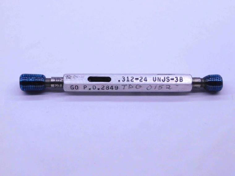 .312 24 UNJS 3B THREAD PLUG GAGE .3120 GO NO GO P.D.'S = .2849 & .2885 CHECK - DW43025CG6