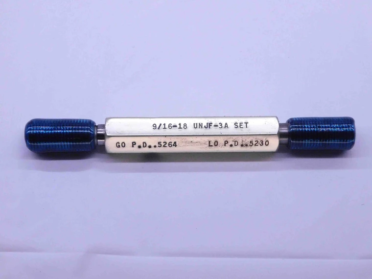9/16 18 UNJF 3A SET THREAD PLUG GAGE .5625 GO NO GO P.D.'S = .5264 & .5230 CHECK - DW43028CG6