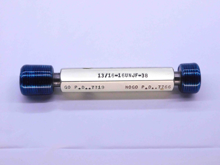13/16 16 UNJ 3B THREAD PLUG GAGE .8125 GO NO GO P.D.'S = .7719 & .7766 CHECK - DW43030CG6