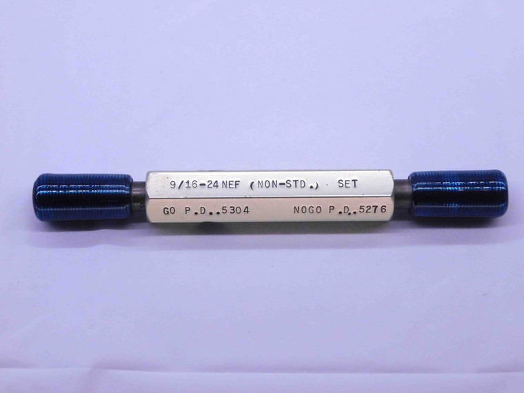 9/16 24 NEF NON STANDARD SET THREAD PLUG GAGE .5625 GO NO GO PDS= .5304 & .5276 - DW43031CG6