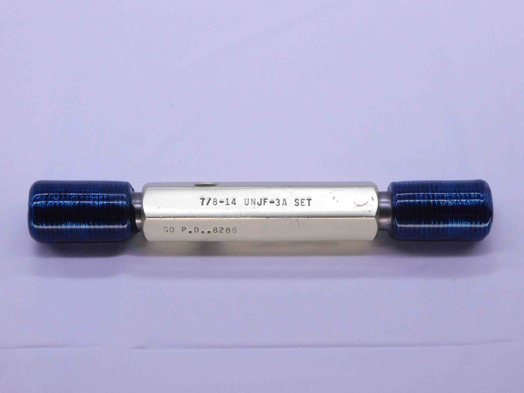 7/8 14 UNJF 3A SET THREAD PLUG GAGE .875 .8750 GO NO GO P.D.'S = .8286 & .8245 - DW43036CG6