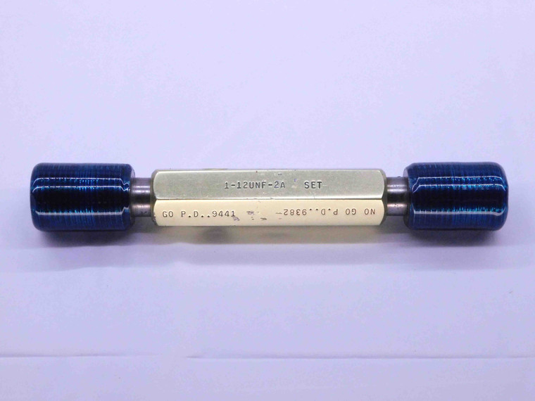 1" 12 UNF 2A SET THREAD PLUG GAGE 1.0 1.00 1.000 GO NO GO P.D.'S = .9441 & .9382 - DW43037CG6
