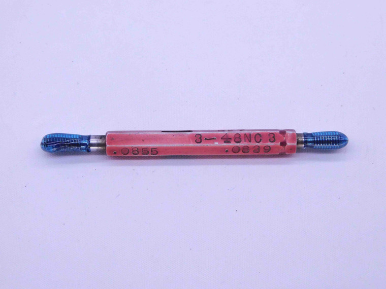 3 48 NC 3 SET THREAD PLUG GAGE #3 .099 .0990 GO NO GO P.D.'S = .0855 & .0839 - DW43050CD6