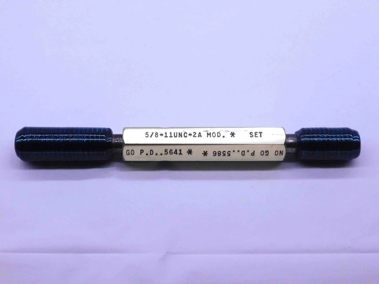 5/8 11 UNC 2A MODIFIED SET THREAD PLUG GAGE .625 GO NO GO P.D.'S = .5641 & .5586 - DW43062CG6