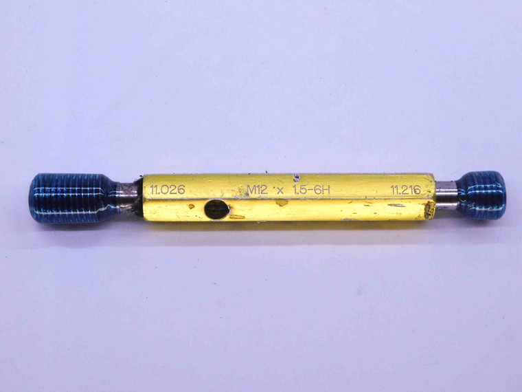 M12 X 1.5 6H METRIC THREAD PLUG GAGE 12 GO NO GO P.D.'S = 11.026 & 11.216 CHECK - DW43075OB6