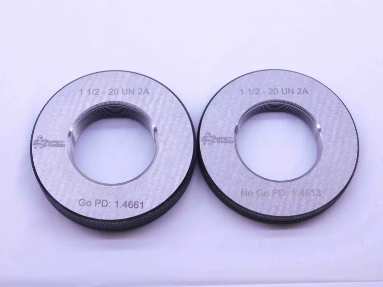 NEW 1 1/2 20 UN 2A SOLID THREAD RING GAGES 1.5 GO NO GO P.D.'S = 1.4661 & 1.4613 - DW43103MSAF