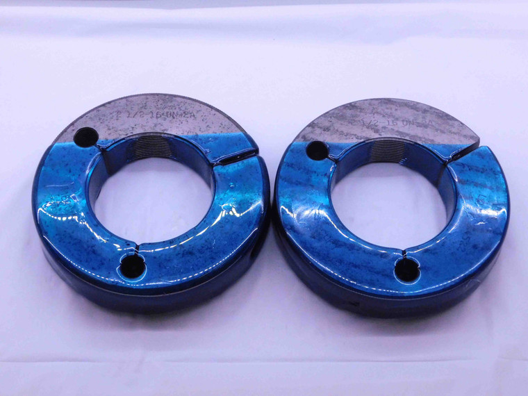 2 1/2 16 UN 2A THREAD RING GAGES 2.5 2.50 GO NO GO P.D.'S = 2.4577 & 2.4522 - DW43156SLW