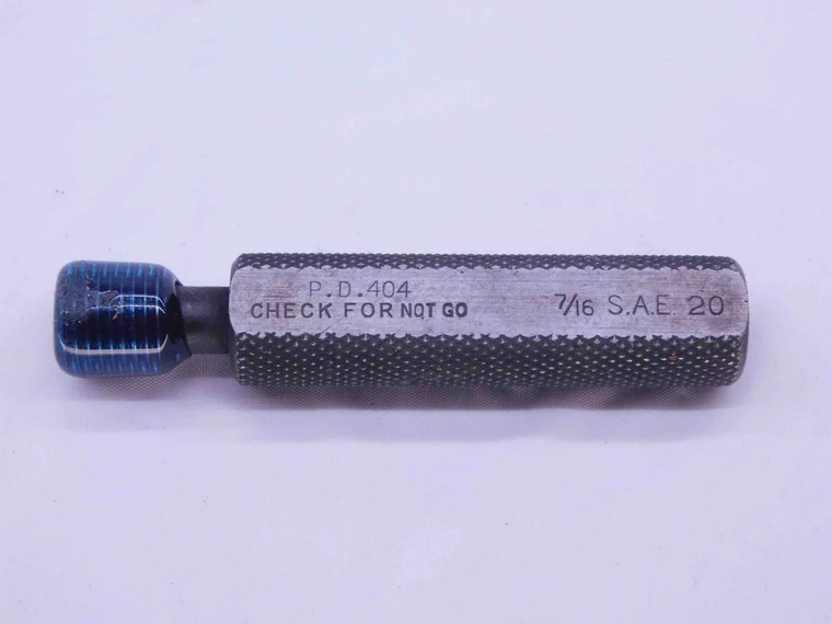 7/16 20 SAE SET THREAD PLUG GAGE .4375 NO GO ONLY P.D. = .404 INSPECTION CHECK - DW43177CG6