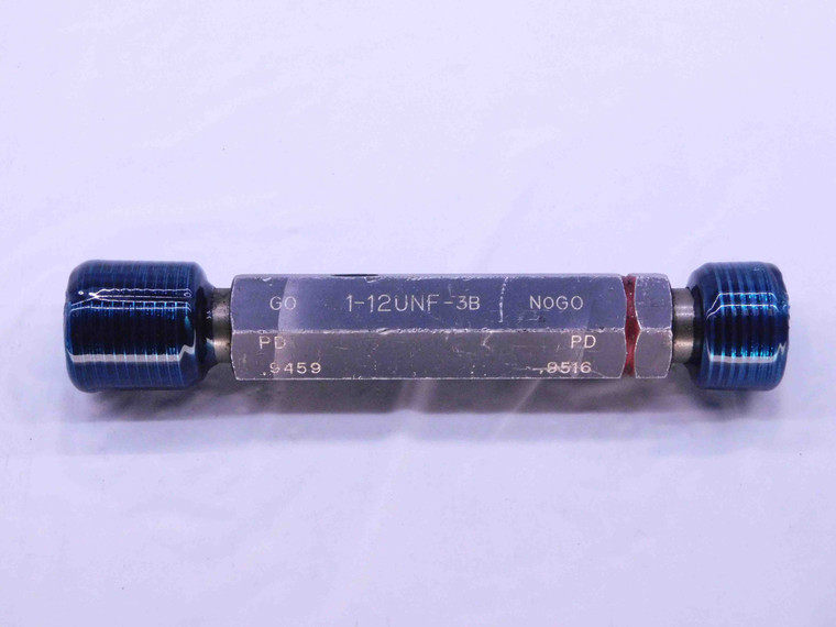 1" 12 UNF 3B THREAD PLUG GAGE 1.0 1.00 1.000 GO NO GO P.D.'S = .9459 & .9516 - DW43194LVR