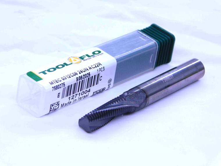 NEW TOOL FLO MTEC 0312C08 24UN AC22R SOLID CARBIDE THREAD MILL 3/8 - 24 UNF .375 - JJ4013TFLO