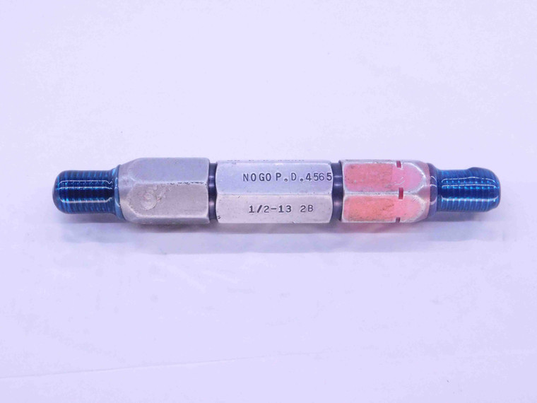 1/2 13 UNC 2B THREAD PLUG GAGE .5 .50 .500 .5000 GO NO GO P.D.'S = .4500 & .4565 - 12132BP1